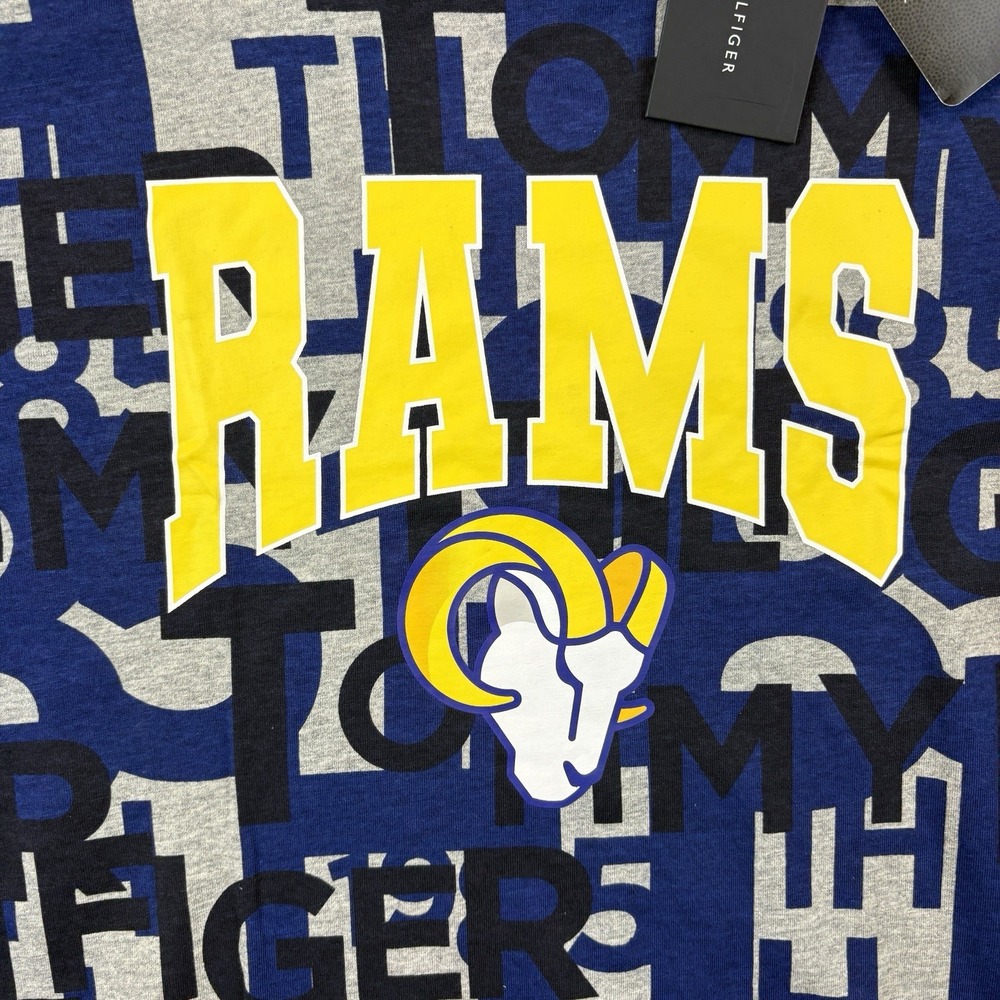 Los Angeles Rams‎ Tommy Hilfiger T-Shirt Mens Large Grey Blue NFL Preppy NEW - Picture 3 of 9